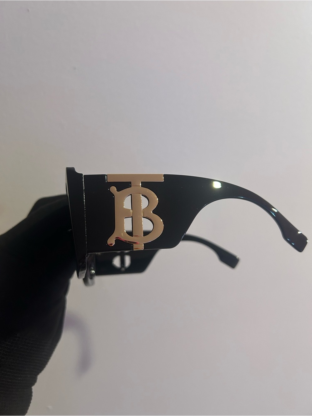 Burberry Black Sunglasses with Gold TB Emblem